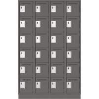 Clean Line Lockerette, 6 -tier, Bank of 4, 48" x 18" x 76", Steel, Charcoal, Rivet (Assembled) Maritime Industrial Rubber