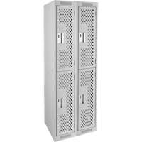 Casiers Clean Line, 2 niveaux, Bloc de 2, 24" x 15" x 72", Acier, Gris, Rivet (assembl&eacute;), Perfor&eacute; Maritime Industrial Rubber