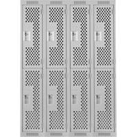 Casiers Clean Line, 2 niveaux, Bloc de 4, 48" x 15" x 72", Acier, Gris, Rivet (assembl&eacute;), Perfor&eacute; Maritime Industrial Rubber