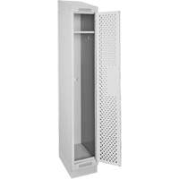 Casiers Clean Line, 12" x 18" x 82", Acier, Gris, Rivet (assembl&eacute;), Perfor&eacute; Maritime Industrial Rubber