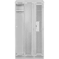 Clean Line Lockers, Bank of 3, 36" x 18" x 82", Steel, Grey, Rivet (Assembled), Perforated Maritime Industrial Rubber