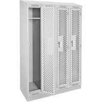 Clean Line Lockers, Bank of 4, 48" x 18" x 82", Steel, Grey, Rivet (Assembled), Perforated Maritime Industrial Rubber