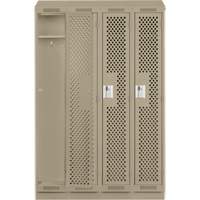 Clean Line Lockers, Bank of 4, 48" x 18" x 82", Steel, Grey, Rivet (Assembled), Perforated Maritime Industrial Rubber