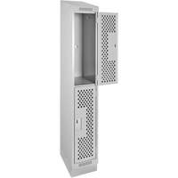Casiers Clean Line, 2 niveaux, 12" x 15" x 82", Acier, Gris, Rivet (assembl&eacute;), Perfor&eacute; Maritime Industrial Rubber