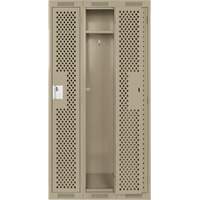 Clean Line Lockers, Bank of 3, 36" x 12" x 72", Steel, Beige, Rivet (Assembled), Perforated Maritime Industrial Rubber