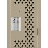 Clean Line Lockers, Bank of 3, 36" x 12" x 72", Steel, Beige, Rivet (Assembled), Perforated Maritime Industrial Rubber