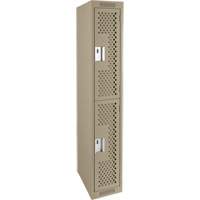 Casiers Clean Line, 2 niveaux, 12" x 12" x 72", Acier, Beige, Rivet (assembl&eacute;), Perfor&eacute; Maritime Industrial Rubber