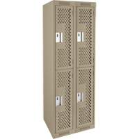 Casiers Clean Line, 2 niveaux, Bloc de 2, 24" x 15" x 72", Acier, Beige, Rivet (assembl&eacute;), Perfor&eacute; Maritime Industrial Rubber