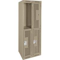 Casiers Clean Line, 2 niveaux, Bloc de 2, 24" x 15" x 72", Acier, Beige, Rivet (assembl&eacute;), Perfor&eacute; Maritime Industrial Rubber