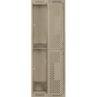 Casiers Clean Line, 2 niveaux, Bloc de 2, 24" x 15" x 72", Acier, Beige, Rivet (assembl&eacute;), Perfor&eacute; Maritime Industrial Rubber