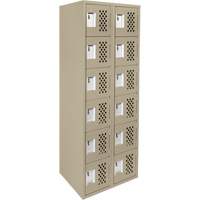Assembled Lockerettes Clean Line Perforated Economy Lockers, 6 -tier, Bank of 2, 18" x 72" x 12", Steel Maritime Industrial Rubber