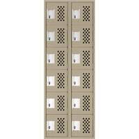 Assembled Lockerettes Clean Line Perforated Economy Lockers, 6 -tier, Bank of 2, 18" x 72" x 12", Steel Maritime Industrial Rubber