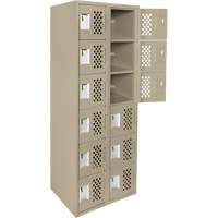 Assembled Lockerettes Clean Line Perforated Economy Lockers, 6 -tier, Bank of 2, 18" x 72" x 12", Steel Maritime Industrial Rubber
