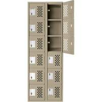 Assembled Lockerettes Clean Line Perforated Economy Lockers, 6 -tier, Bank of 2, 18" x 72" x 12", Steel Maritime Industrial Rubber