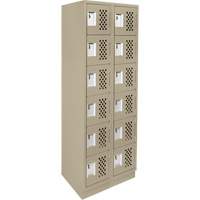 Assembled Lockerettes Clean Line Perforated Economy Lockers, 6 -tier, Bank of 2, 18" x 72" x 12", Steel Maritime Industrial Rubber
