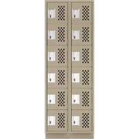 Assembled Lockerettes Clean Line Perforated Economy Lockers, 6 -tier, Bank of 2, 18" x 72" x 12", Steel Maritime Industrial Rubber