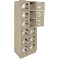 Assembled Lockerettes Clean Line Perforated Economy Lockers, 6 -tier, Bank of 2, 18" x 72" x 12", Steel Maritime Industrial Rubber