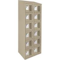Clean-Line Perforated Lockerette, 6 -tier, Bank of 2, 15" x 72" x 12", Steel Maritime Industrial Rubber