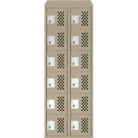 Clean-Line Perforated Lockerette, 6 -tier, Bank of 2, 15" x 72" x 12", Steel Maritime Industrial Rubber