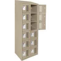 Clean-Line Perforated Lockerette, 6 -tier, Bank of 2, 15" x 72" x 12", Steel Maritime Industrial Rubber