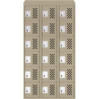 Petit casier perfor&eacute; Clean-Line, 6 niveaux, Bloc de 3, 15" x 72" x 12", Acier Maritime Industrial Rubber