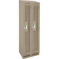 Clean Line Lockers, Bank of 2, 24" x 18" x 82", Steel, Beige, Rivet (Assembled), Perforated Maritime Industrial Rubber