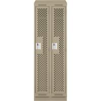 Clean Line Lockers, Bank of 2, 24" x 18" x 82", Steel, Beige, Rivet (Assembled), Perforated Maritime Industrial Rubber