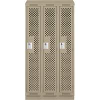 Clean Line Lockers, Bank of 3, 36" x 18" x 82", Steel, Beige, Rivet (Assembled), Perforated Maritime Industrial Rubber