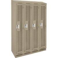 Clean Line Lockers, Bank of 4, 48" x 18" x 82", Steel, Beige, Rivet (Assembled), Perforated Maritime Industrial Rubber