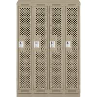 Clean Line Lockers, Bank of 4, 48" x 18" x 82", Steel, Beige, Rivet (Assembled), Perforated Maritime Industrial Rubber