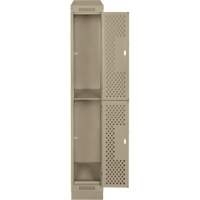 Casiers Clean Line, 2 niveaux, 12" x 12" x 82", Acier, Beige, Rivet (assembl&eacute;), Perfor&eacute; Maritime Industrial Rubber