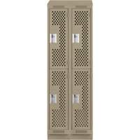 Casiers Clean Line, 2 niveaux, Bloc de 2, 24" x 12" x 82", Acier, Beige, Rivet (assembl&eacute;), Perfor&eacute; Maritime Industrial Rubber