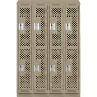Clean Line Lockers, 2 -tier, Bank of 4, 48" x 12" x 82", Steel, Beige, Rivet (Assembled), Perforated Maritime Industrial Rubber