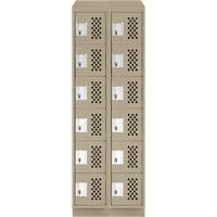 Assembled Lockerettes Clean Line Perforated Economy Lockers, 6 -tier, Bank of 2, 18" x 72" x 12", Steel Maritime Industrial Rubber
