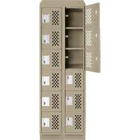 Assembled Lockerettes Clean Line Perforated Economy Lockers, 6 -tier, Bank of 2, 18" x 72" x 12", Steel Maritime Industrial Rubber