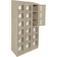 Assembled Lockerettes Clean Line Perforated Economy Lockers, 6 -tier, Bank of 3, 18" x 72" x 12", Steel Maritime Industrial Rubber