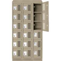 Assembled Lockerettes Clean Line Perforated Economy Lockers, 6 -tier, Bank of 3, 18" x 72" x 12", Steel Maritime Industrial Rubber