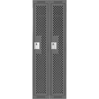 Clean Line Lockers, Bank of 2, 24" x 12" x 72", Steel, Charcoal, Rivet (Assembled), Perforated Maritime Industrial Rubber