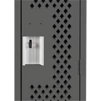 Clean Line Lockers, Bank of 3, 36" x 12" x 72", Steel, Charcoal, Rivet (Assembled), Perforated Maritime Industrial Rubber