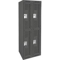 Casiers Clean Line, 2 niveaux, Bloc de 2, 24" x 15" x 72", Acier, Charbon, Rivet (assembl&eacute;), Perfor&eacute; Maritime Industrial Rubber