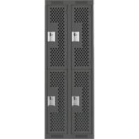 Casiers Clean Line, 2 niveaux, Bloc de 2, 24" x 15" x 72", Acier, Charbon, Rivet (assembl&eacute;), Perfor&eacute; Maritime Industrial Rubber