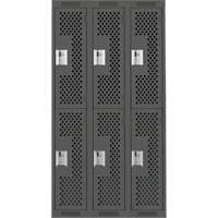 Casiers Clean Line, 2 niveaux, Bloc de 3, 36" x 15" x 72", Acier, Charbon, Rivet (assembl&eacute;), Perfor&eacute; Maritime Industrial Rubber