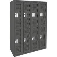 Clean Line Lockers, 2 -tier, Bank of 4, 48" x 15" x 72", Steel, Charcoal, Rivet (Assembled), Perforated Maritime Industrial Rubber