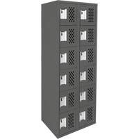 Assembled Lockerettes Clean Line Perforated Economy Lockers, 6 -tier, Bank of 2, 18" x 72" x 12", Steel Maritime Industrial Rubber