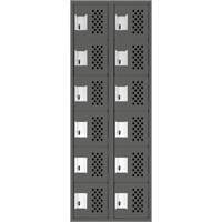 Assembled Lockerettes Clean Line Perforated Economy Lockers, 6 -tier, Bank of 2, 18" x 72" x 12", Steel Maritime Industrial Rubber
