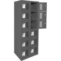 Assembled Lockerettes Clean Line Perforated Economy Lockers, 6 -tier, Bank of 2, 18" x 72" x 12", Steel Maritime Industrial Rubber