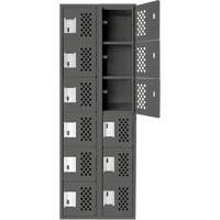 Assembled Lockerettes Clean Line Perforated Economy Lockers, 6 -tier, Bank of 2, 18" x 72" x 12", Steel Maritime Industrial Rubber