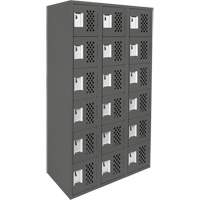 Assembled Lockerettes Clean Line Perforated Economy Lockers, 6 -tier, Bank of 3, 18" x 72" x 12", Steel Maritime Industrial Rubber