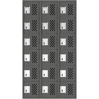 Assembled Lockerettes Clean Line Perforated Economy Lockers, 6 -tier, Bank of 3, 18" x 72" x 12", Steel Maritime Industrial Rubber
