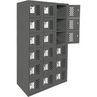 Assembled Lockerettes Clean Line Perforated Economy Lockers, 6 -tier, Bank of 3, 18" x 72" x 12", Steel Maritime Industrial Rubber